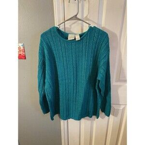 Cozy Cable Crewneck Sweater - Teal